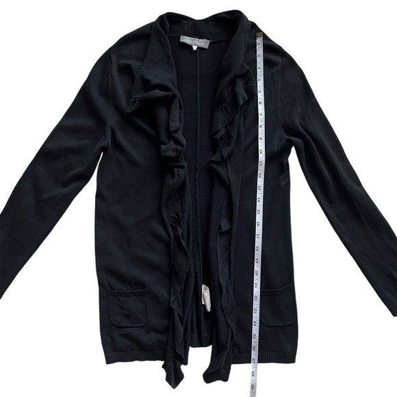 MaxMara Silk Cotton Blend Ruffle Open Front Waterfall Cardigan in Black Size M - Picture 8 of 10